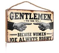 Letrero de madera para decoración de puerta de casa de campo, con texto en inglés «Women are Always Right: A Gentleman's Guide» (15 x 28 cm)