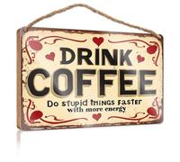 Letrero de madera para decoración de puerta de granja con texto en inglés "Boost Energy, Do Stupid Things Faster Faster" (20 x 30 cm)