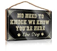Letrero de madera para decoración del hogar, decoración de pared con texto en inglés "No Need To Knock We Know You'Re Here" (23 x 35 cm)