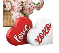 Letrero de madera para el día de San Valentín, bandeja escalonada de 2 piezas, en forma de corazón, letrero del día de San Valentín, para chimenea, estante, escritorio, armario, hogar, boda