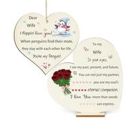 Letrero de madera para mujer, 2 unidades, regalo de Navidad, placas de corazón de madera, para cónyuge, familia, día de San Valentín, boda, aniversario, agradecimiento, recuerdo de agradecimiento