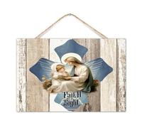 Letrero de madera para pared con texto en inglés "For We Walk Faith No by Sight", letrero de madera cristiano, católico, religioso, establecido, 30,5 x 20,3 cm, decoración de pared de Pascua, bebé