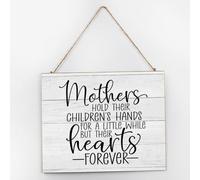 Letrero de madera para pared con texto en inglés "Mothers Hold Their Children's Hand for A Little While Estableced", 25.4 x 30.5 cm, decoración de pared, letreros de madera vintage para puerta