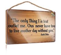 Letrero de madera para pared de baño con texto en inglés "The Only Thing I Is Teat Outlet Me. Ous Never Have To Live Another Day", decoración divertida (15 x 28 cm)