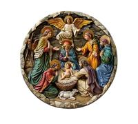 Letrero de madera para porche de jardín, placas para puerta delantera con patrón de libro de lectura angelical, decoración para fiestas navideñas, artesanías para colgar en la pared, decoraciones