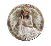 Letrero de madera para porche de jardín, placas para puerta delantera con patrón de libro de lectura angelical, decoración para fiestas navideñas, artesanías para colgar en la pared, decoraciones