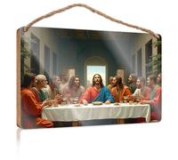 Letrero de madera para porche delantero, la última cena: una interpretación moderna, decoración de piscina, cámper, para interior (20 x 30 cm)