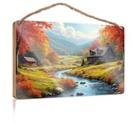 Letrero de madera para porche delantero, serenidad otoñal: una cabaña acogedora en el valle, letrero grande para decoración de habitación independiente (20 x 30 cm)