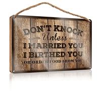 Letrero de madera para puerta delantera, con texto en inglés "Don'T Knock Unless I Married You", placa de madera para colgar, regalo divertido (15 x 28 cm)