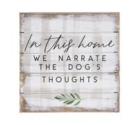 Letrero de madera ""Perfect Pallets Petites Dog"" de Simply Said INC - ""En esta casa narramos los pensamientos del perro"" - 20 x 20 cm - Regalo div