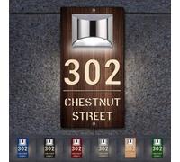 Letrero de madera personalizado para casa con luz solar, número de puerta, placa de dirección, números de casa personalizados para exteriores, nombre de calle, letreros modernos para casa, oficina,