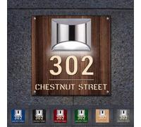 Letrero de madera personalizado para casa con luz solar, número de puerta, placa de dirección, números de casa personalizados para exteriores, nombre de calle, letreros modernos para casa, oficina,