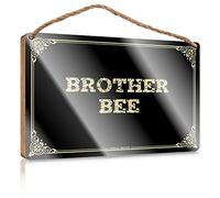 Letrero de madera Primitive Decor - Superficie pintada y precaución/decoración excéntrica del hogar | Decoración de pared de granja para sala de estar para hermano abeja