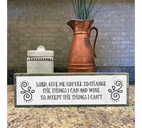 Letrero de madera rústico inspirador de 6 x 16 pulgadas con texto en inglés «Lord Give Me Coffee to Change The Things I Can» para decorar la puerta, el hogar, cocina, jardín, sala de estar, tienda