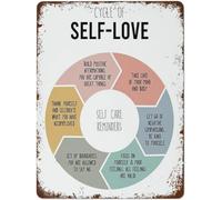 Letrero de MentalAluminum - "Rueda del amor propio" - Placa de arte mural de psicología para el control diario | Decoración para el hogar, cocina, baño, restaurante y jardín | Regalo para terapeutas