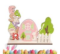 Letrero de mesa de Pascua, decoración de mesa de Pascua | Señales de Pascua de Gnome Bunny House para decoración del hogar,Art Craft Decor Holiday Favor, centros de mesa de conejo coleccionables para