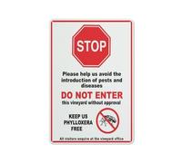 Letrero De Metal Alto No Entrar Al Viñedo Bioseguridad Sin Autorización Decoración Cartel De Metal Retro Letrero Metálico para Cafetería Club Hotel 20X30Cm