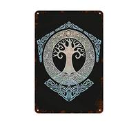 Letrero De Metal Árbol De La Vida Nórdico Vikingo Chapas Metalicas Nostalgic-Art Cartel Chapa Placa Divertido Mural Para Garaje Wc Aseo 20X30cm