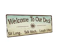 Letrero de metal ""Bienvenido a nuestra terraza"" con protecci n solar, vida al aire libre, decoraci n r stica