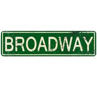 Letrero de metal Broadway St Vintage Signs Retro Tin Signs Lover Gifts Aluminum Sign Living Room Home Kitchen Garden Bedroom Wall Club Non-Fade Funny Decor 4x16 Inch