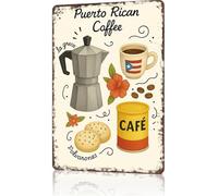 Letrero De Metal Café De Puerto Rico Cartel De Metal Retro Letrero De Estaño Para Exterior Ventanas Pub 20X30Cm