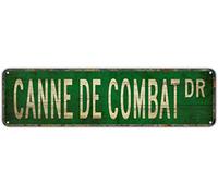 Letrero de metal "CANNE DE COMBAT DR", letreros vintage retro de hojalata, placa artística de aluminio para dormitorio, cocina, jardín, pared, bar, club, café, letrero colgante, decoración del hogar,