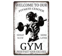 Letrero De Metal Cartel De Hojalata Puerta Letreros Metalicos para Bar Cueva Patio 20X30Cm Gimnasio De Levantamiento De Pesas para Chicas Bienvenido A Nuestro Centro De Fitness