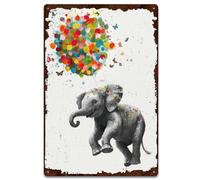 Letrero De Metal Carteles Aula Letreros Metalicos Para Baño Dormitorio Cafetería 20X30Cm Globos De Colores Y Animal Elefante