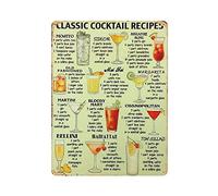 Letrero de metal clásico con recetas de cóctel vintage, cartel de metal para decoración de pared, cocina, hogar, garaje, 40,6 x 30,5 cm