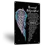 Letrero de metal con alas de ángel con texto en inglés "The Moment That You Left Me My Heart Split In Two Wall Decor For Home Living Room Office Bedroom Bar Cafés Pasillos Garaje Carteles Cartel de