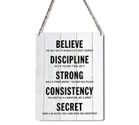 Letrero de metal con cita en inglés "Believe Discipline Strong" para colgar, cartel de metal, retro, vintage, póster de metal, decoración de pared, 8 x 12 pulgadas