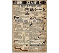 Letrero de metal con conocimiento de motocross The History Of Motocross Racing, placa de póster con impresión retro para la escuela, club, cafetería, bar, dormitorio, cocina, arte del hogar, decoració