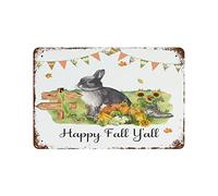Letrero de metal con diseño de calabaza, diseño de animales de granja, con texto en inglés "Happy Fall Y'all Man Cave Stuff, 20.3 x 30.5 cm, retro, metal, vintage, letrero de estaño para el hogar