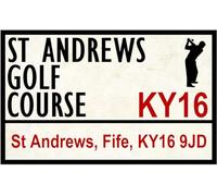 Letrero de metal con diseño de campo de golf (St Andrews) para regalo, placa decorativa retro de 20,3 x 30,5 cm