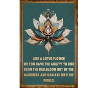 Letrero de metal con diseño de flor de loto inspirador, estilo vintage, para decoración de interiores, hogar, bar, club, granja, jardín, regalo, 8 x 12 pulgadas