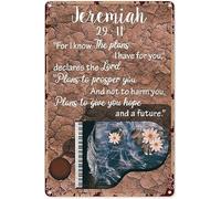 Letrero de metal con diseño de flor de piano, decoración de estudio de música, para I Know The Plans I Have For You, póster de estaño, pianista, hogar, club, oficina, decoración de pared, 5.5 x 8