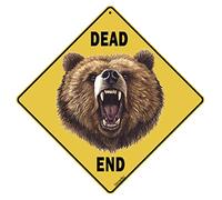 Letrero de metal con diseño de oso grizzly Dead End Sign cuadrado de 30,5 x 30,5 cm