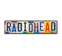 Letrero de metal con diseño vintage de Radiohead, decoración de pared, 40,6 x 10,16 cm