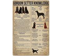 Letrero de metal con información sobre el setter Gordon, carteles de metal, infografías sobre el setter Gordon, carteles de hojalata, enciclopedia canina, placas, decoración de pared para la perrera,