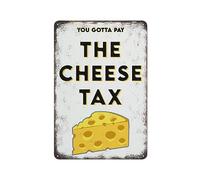 Letrero de metal con la canción del impuesto al queso, arte mural para amantes del queso, arte divertido de perros, placa de hojalata, póster vintage para pared, regalo para habitación, aluminio, cre