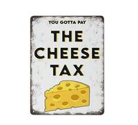 Letrero de metal con la canción del impuesto al queso, arte mural para amantes del queso, arte divertido de perros, placa de hojalata, póster vintage para pared, regalo para habitación, aluminio, cre