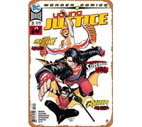 Letrero de metal con personajes de cómics retro - Young Justice (3ª serie) 3 cómics NM - Póster de película para música, cafetería, bar, restaurante, supermercado, tienda de película, regalos de
