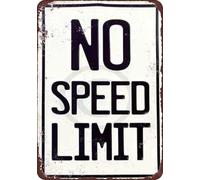 Letrero de metal con reproducción vintage de No Speed Limit (20,3 x 30,5 cm)