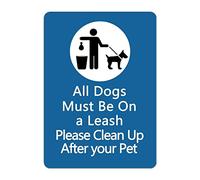 Letrero de metal con texto en inglés "All Dogs Must Be on A Leash Please Clean Up After Your Pet de 30.5 cm x 40.6 cm, letrero de aluminio para decoración interior y exterior, letrero de aluminio