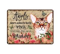 Letrero de metal con texto en inglés "Angels Don't Always Have Wings Somethings They Have Whiskers" - Cartel de metal vintage para cachorros, 12 x 16 pulgadas, resistente a la decoloración, pintura de