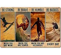 Letrero de metal con texto en inglés "Be Brave When You are Scared Fun Bathroom Bar Vintage Tin Signs Man Cave Decor Cafe Farmhouse Wall Decor Art 5.5 x 8 pulgadas