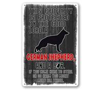 Letrero de metal con texto en inglés "Beware Of Dog" para valla de advertencia de perro con el pastor alemán, cartel de metal de 8 x 12 pulgadas