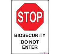 Letrero de metal con texto en inglés «Biosecurity» con texto en inglés «Do Not Entre» para exteriores, decoración de jardín o granja, de aluminio, 8 x 12 pulgadas