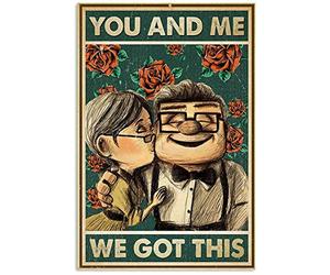 Letrero de metal con texto en inglés "Carl and Ellie You and Me We Got This" para decoración de pared de Año Nuevo, Pascua, bar, pub, familia, café, letreros para hombres, cueva, el mejor regalo para