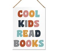 Letrero de metal con texto en inglés "Cool Kids Read Book", para habitación de niños, sala de juegos, decoración motivacional, retro, vintage, póster de metal, decoración de pared, 8 x 12 pulgadas